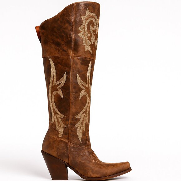 Dan Post Women's Jilted Knee High Western Boots – Chestnut | Bold Elegance Meets - Picture 1 of 4